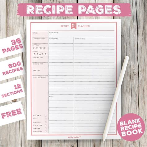 blank recipe journal organizer conversion Kindle Editon